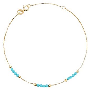 LUMINOR GOLD 14k Gold Composite Turquoise Beaded Bracelet