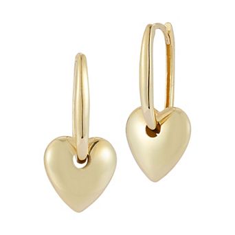 LUMINOR GOLD 14k Gold Puffed Heart Charm Earrings