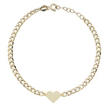 LUMINOR GOLD 14k Gold Heart Curb Chain Bracelet