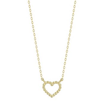 LUMINOR GOLD 14k Gold Dainty Open Beaded Heart Necklace