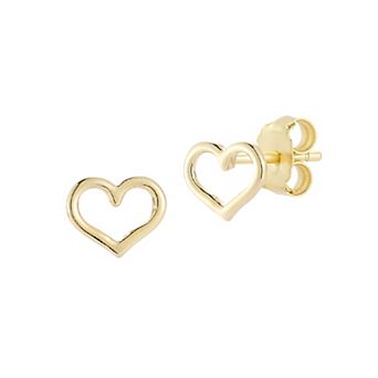 LUMINOR GOLD 14k Gold Dainty Open Heart Stud Earrings
