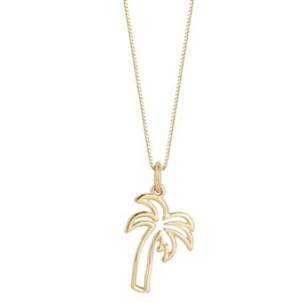 LUMINOR GOLD 14k Gold Palm Tree Pendant Necklace