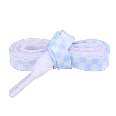 Women's Two Color Checkered Flat Shoelaces for Shoes 1 Pair 63"