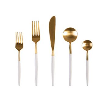 White and Gold Flatware Set