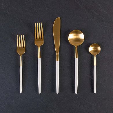 White and Gold Flatware Set
