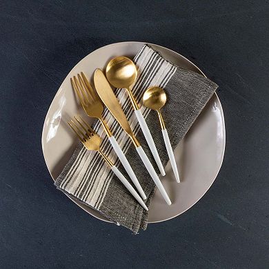 White and Gold Flatware Set