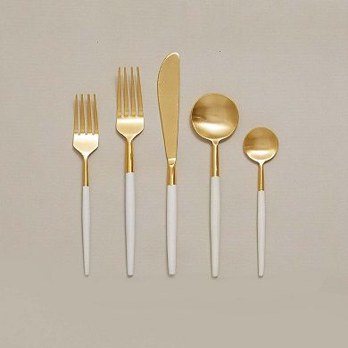 White and Gold Flatware Set