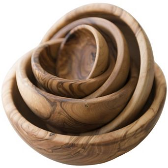 Olive Wood Nesting Bowls Set of 6
