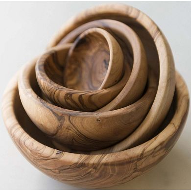 Olive Wood Nesting Bowls Set of 6