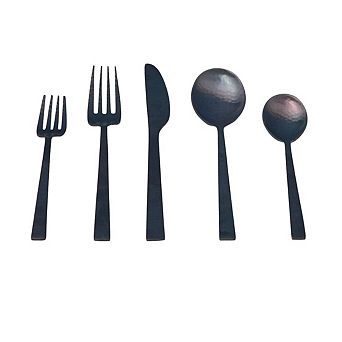 Hammered Black Flatware Set