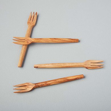 Olive Wood Cocktail Forks Set of 4