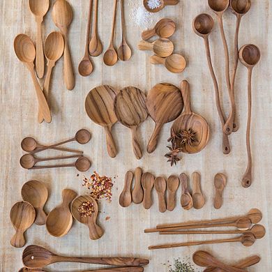 Teak Thin Spoons, Small, Set of 4