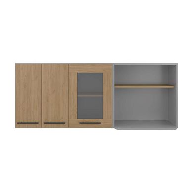 Blade Wall Cabinet, Rack, Glass Cabinet, Double Door, Light Pine