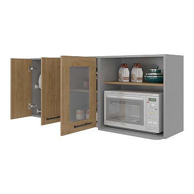 Blade Wall Cabinet, Rack, Glass Cabinet, Double Door, Light Pine