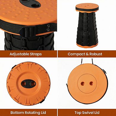 Collapsible Stool Telescopic Adjustable Round Seat for Travel and Outdoor Events with Compact Design