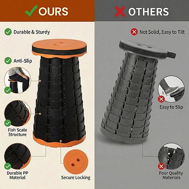 Collapsible Stool Telescopic Adjustable Round Seat for Travel and Outdoor Events with Compact Design