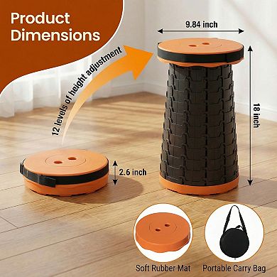 Collapsible Stool Telescopic Adjustable Round Seat for Travel and Outdoor Events with Compact Design