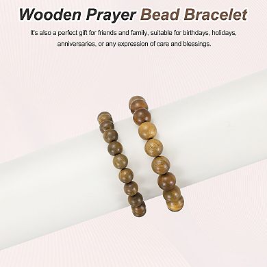 2 Pcs Prayer Beads Bracelet, Natural Wooden Bead Mala Bracelets