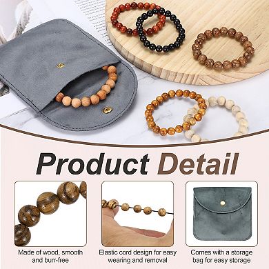 2 Pcs Prayer Beads Bracelet, Natural Wooden Bead Mala Bracelets