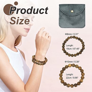 2 Pcs Prayer Beads Bracelet, Natural Wooden Bead Mala Bracelets