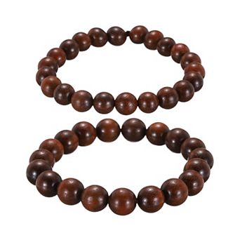 2 pc Prayer Beads Bracelet, Natural Wooden Bead Mala Bracelets