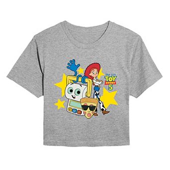 Juniors' Disney / Pixar's Toy Story 5 Pizza Toy And Friends Cropped Tee