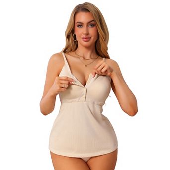 Women's Built in Bras Padded Nursing Camisole Adjustable Spaghetti Straps Pregnancy Tank Tops