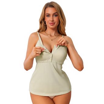 Women's Built in Bras Padded Nursing Camisole Adjustable Spaghetti Straps Pregnancy Tank Tops