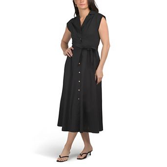 Notch Collar Shirt Dress