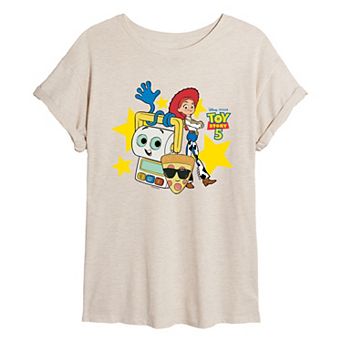 Juniors' Disney / Pixar's Toy Story 5 Pizza Toy And Friends Oversized Tee