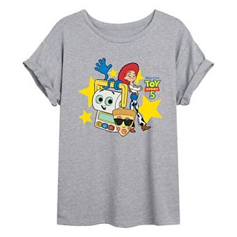 Juniors' Disney / Pixar's Toy Story 5 Pizza Toy And Friends Oversized Tee