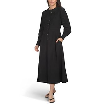 Embroidered Linen Shirt Dress