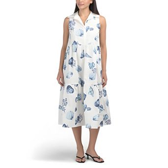 Midi Dress Tiered Shirt Sleeveless
