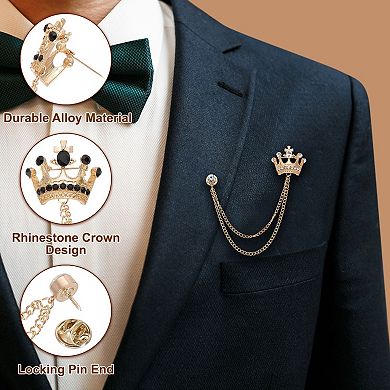 4 Pcs Vintage Sweater Shawl Chain Clips Set, Hanging Chain Brooch Suit Lapel Pins
