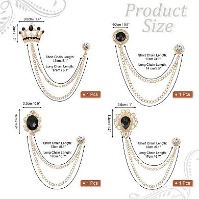 4 Pcs Vintage Sweater Shawl Chain Clips Set, Hanging Chain Brooch Suit Lapel Pins