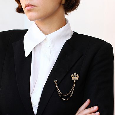 4 Pcs Vintage Sweater Shawl Chain Clips Set, Hanging Chain Brooch Suit Lapel Pins