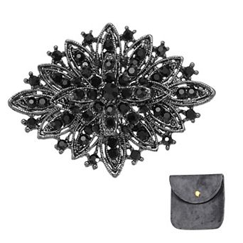 Vintage Crystal Rhinestone Brooch for Women, Flower Lapel Pins Alloy Rhinestone Bouquet Brooch Pin