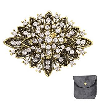 Vintage Crystal Rhinestone Brooch for Women, Flower Lapel Pins Alloy Rhinestone Bouquet Brooch Pin