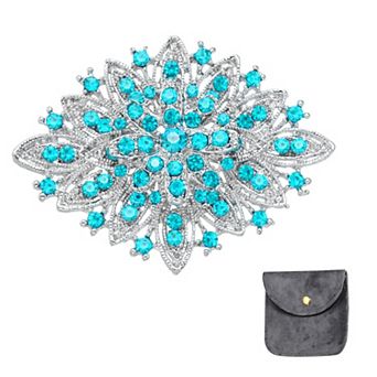 Vintage Crystal Rhinestone Brooch for Women, Flower Lapel Pins Alloy Rhinestone Bouquet Brooch Pin