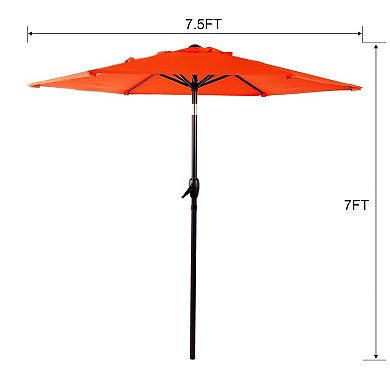 7.5 FT Patio Umbrella with Push Button Tilt and Crank Mechanism for Garden