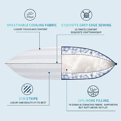 Bed Pillows Queen Size Set of 2 Down Alternative Microfiber Cooling Pillows for bed