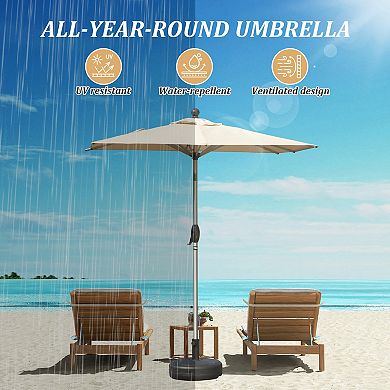 Rectangle Patio Umbrella with Crank Lift and Tilt Function