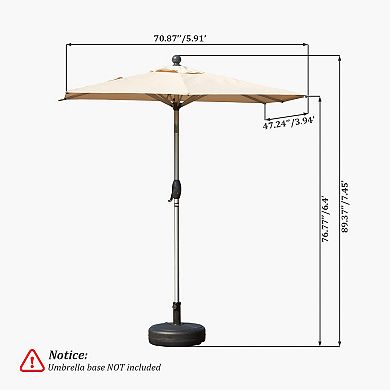 Rectangle Patio Umbrella with Crank Lift and Tilt Function