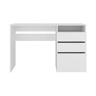 Kenai 3 Drawers Computer Desk, One Shelf, White