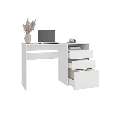 Kenai 3 Drawers Computer Desk, One Shelf, White