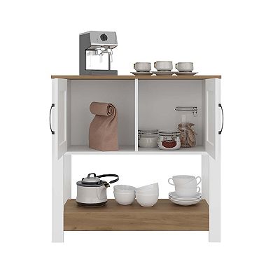 Dazey Coffee Station with 2 Shelves and Storage Doors