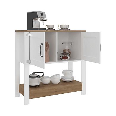 Dazey Coffee Station with 2 Shelves and Storage Doors