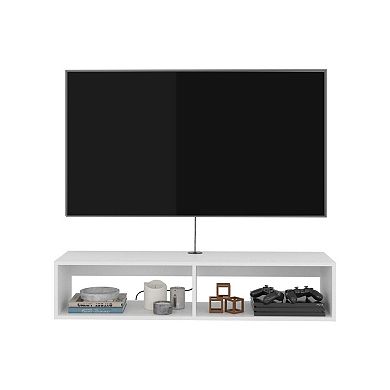 Klein FloatingTV Stand, Space-Saver Design with Functional Shelves, White