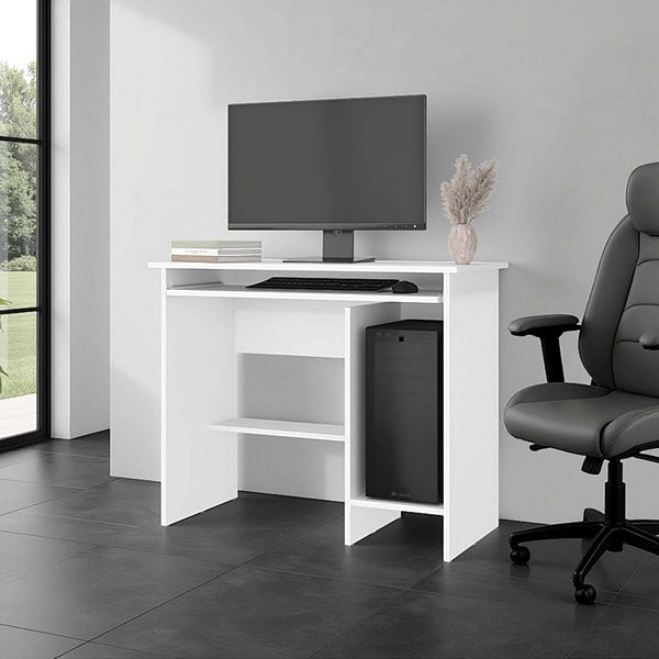 Koyuk Computer Desk with Sliding Keyboard Tray, Lower Storage
