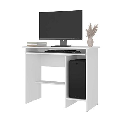 Koyuk Computer Desk with Sliding Keyboard Tray, Lower Storage